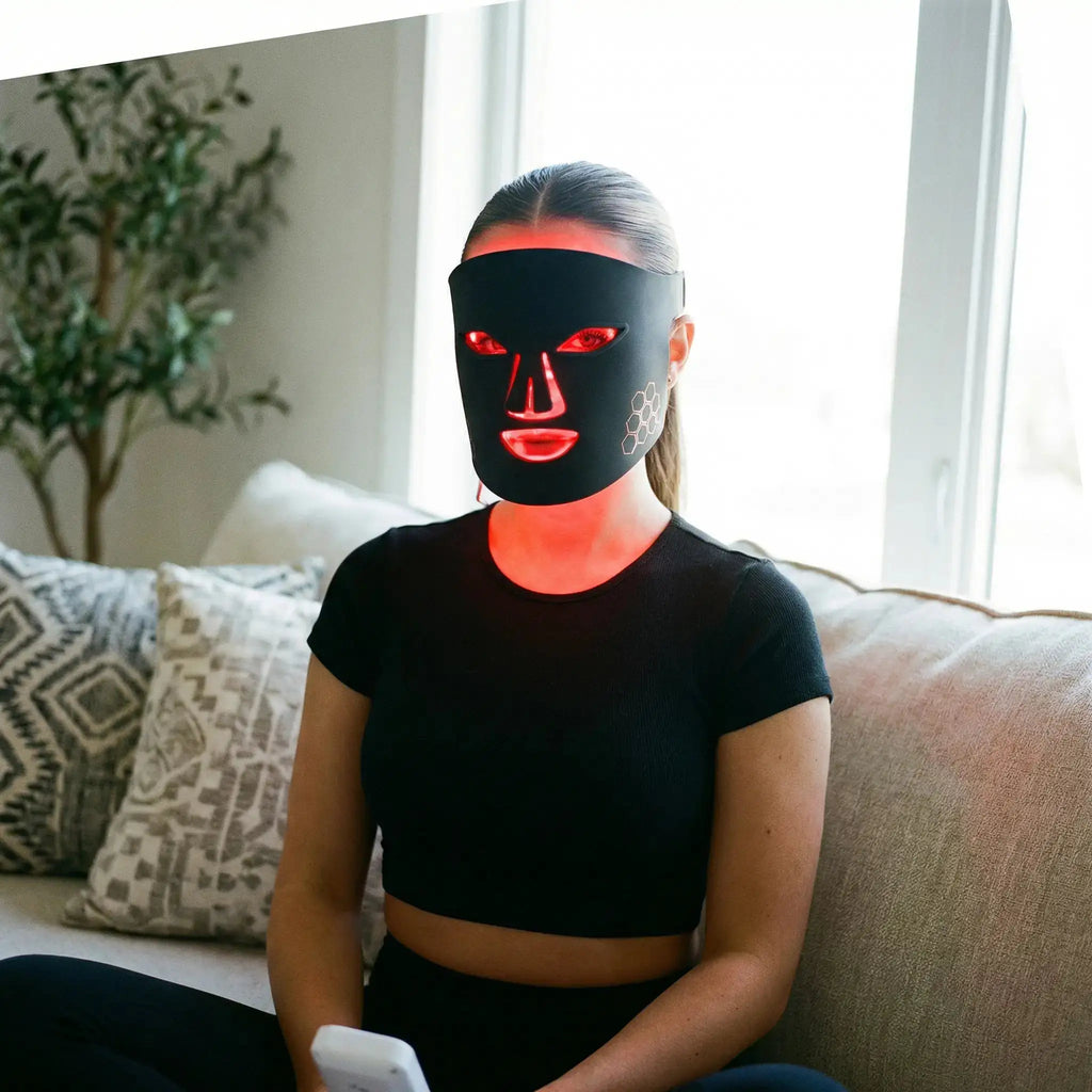Masque LED Visage Rouge 660nm Infrarouge 850nm Bleu 460nm — Routine Beauté Domicile Pulsax
