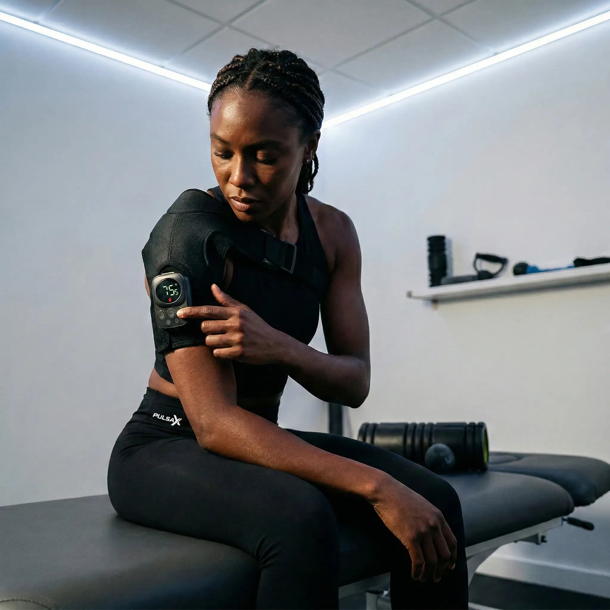 Masseur Chauffant Épaules Dos et Cervicales Sans Fil — Ceinture de Massage Portable Chaleur et Vibration Pulsax