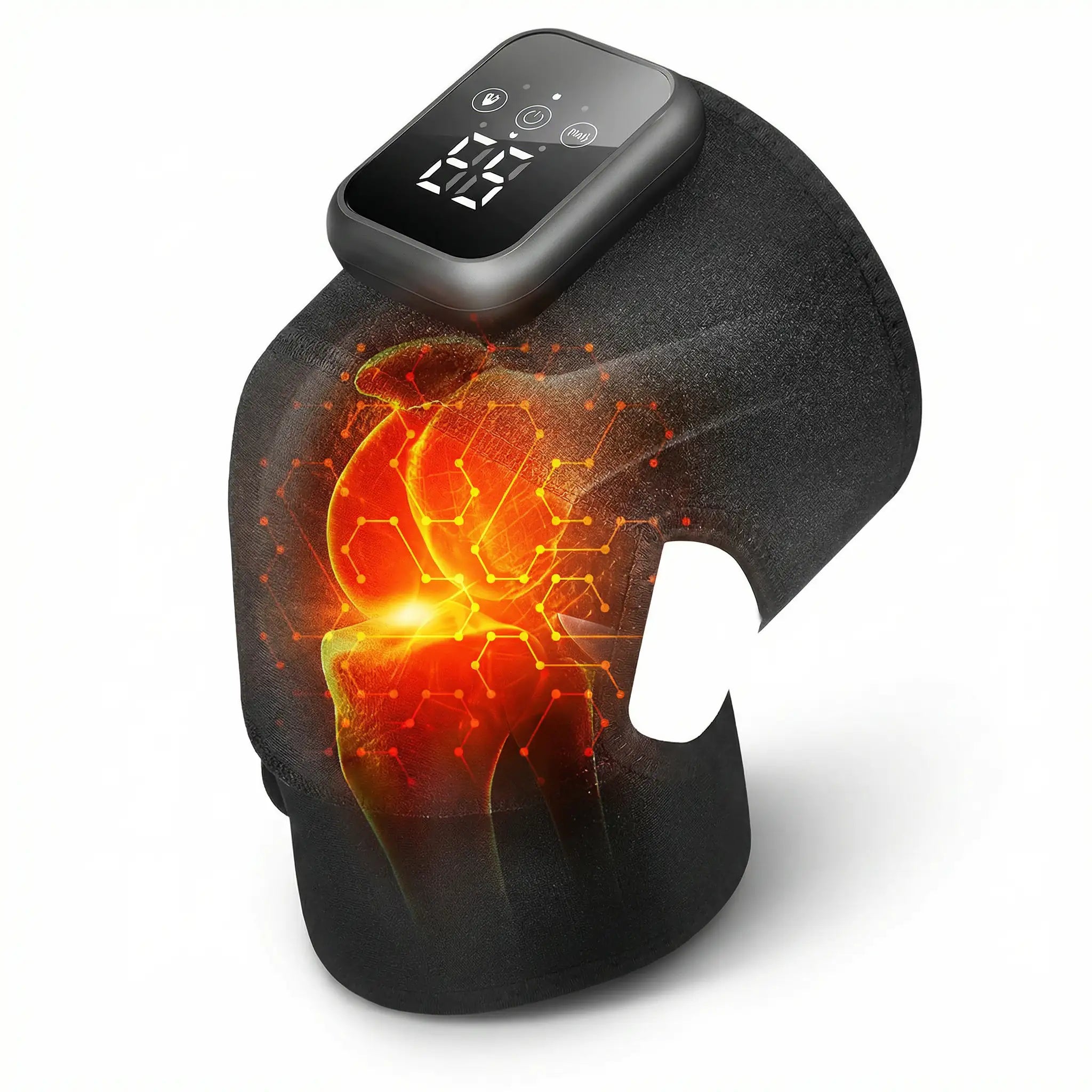 Masseur Genou Chauffant Sans Fil — Genouillère Chauffante Vibrante Portable et Ajustable Pulsax